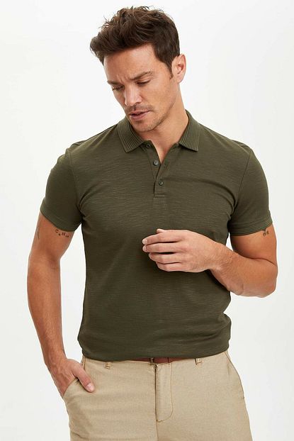 Defacto Erkek Haki Slim Fit Polo T Shirt M7124az 20sm Kh206 Trendyol
