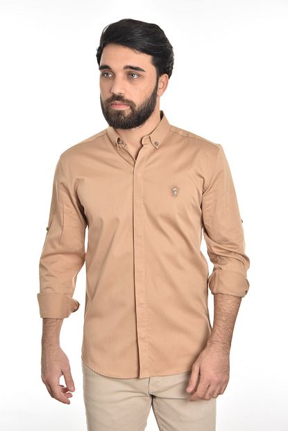 Liwali Erkek Camel Gizli Dugmeli Gomlek Trendyol