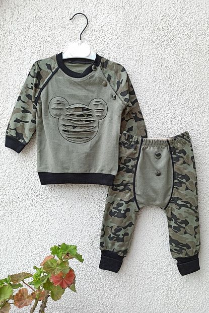 Elci Baby Erkek Kamuflaj Desenli Fularli 3 Lu Takim 3 6 9 Ay Trendyol
