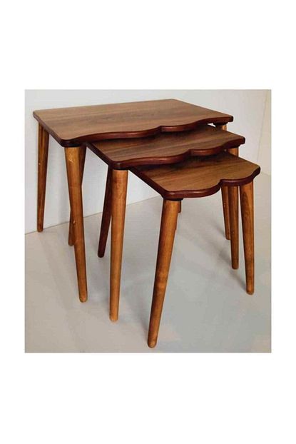 Moleni Zigon Sehpa Buse Ceviz 18 Mm Mdf Tabla Gurgen Ayak 3 Lu Servis Sehpasi Trendyol