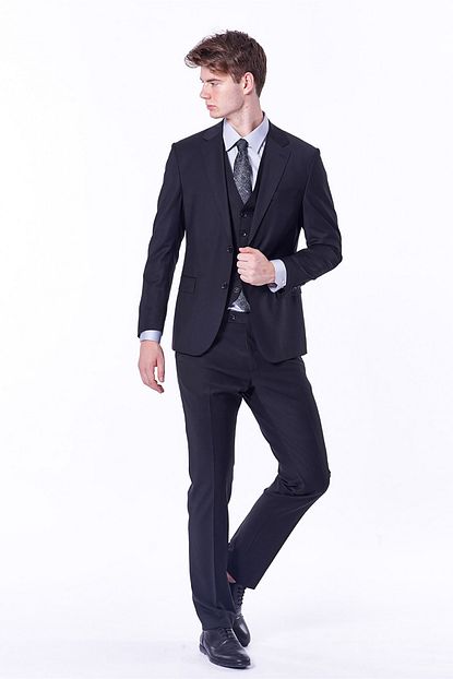 Dufy Siyah Duz Erkek Takim Elbise Regular Fit Trendyol