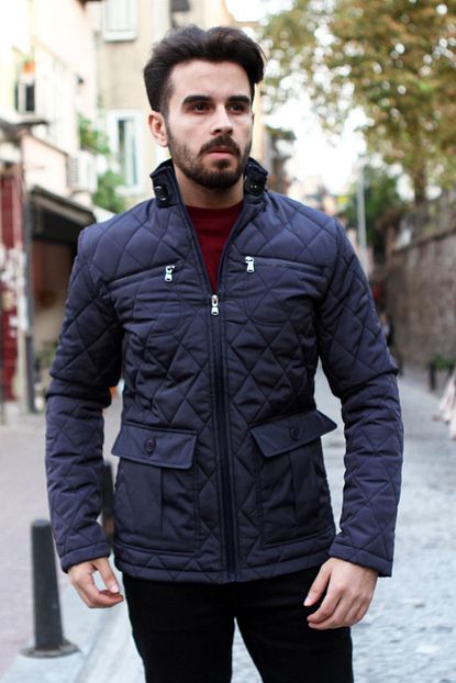 Dufy Lacivert Duz Buyuk Beden Erkek Mont Trendyol