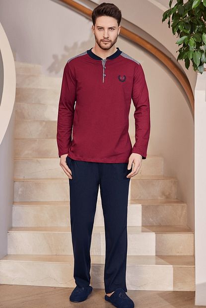 Mecit Pijama 2750 Buyuk Beden Erkek Pijama Takimi Bordo Trendyol