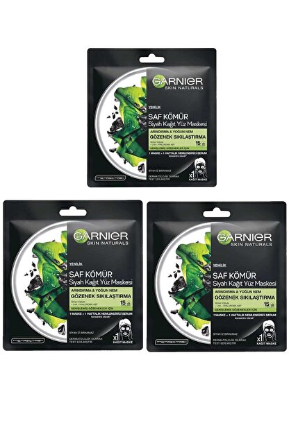 garnier siyah yosunlu gozenek sikilastirici kagit yuz maskesi 3 lu set 3600542097178 c6 fiyati yorumlari trendyol