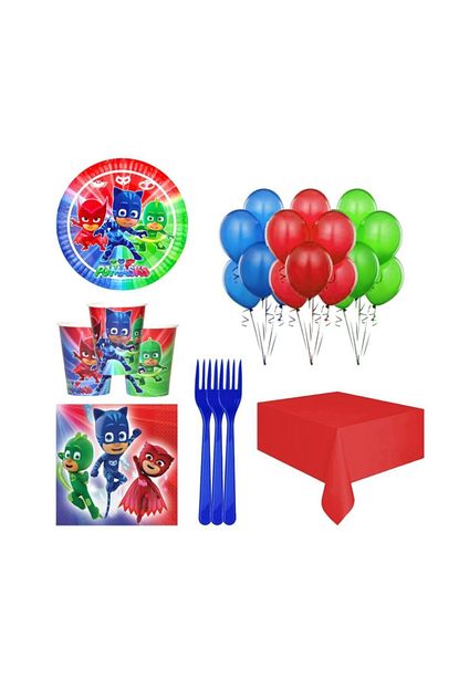 Partini Sec Pija Maskeliler Pj Masks 8 Kisilik Dogum Gunu Parti Seti Paketi Trendyol