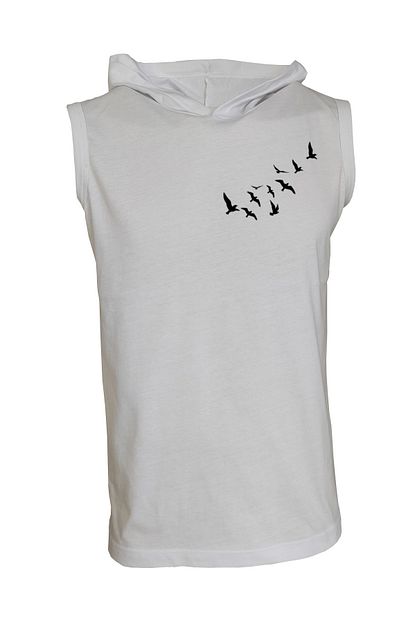 Raf Coll Unisex Baskili Kapsonlu Kolsuz Beyaz T Shirt Trendyol