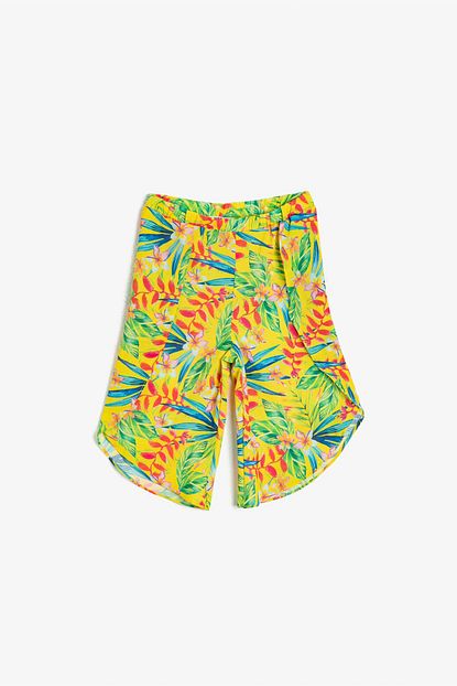 Koton Kids Sari Desenli Kiz Cocuk Pantolon Trendyol