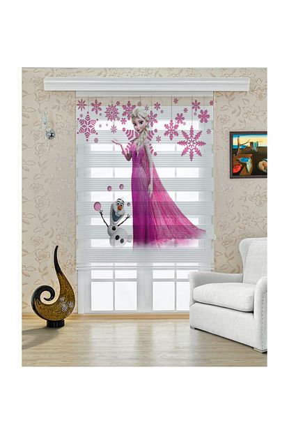 Perdecizade Frozen Elsa Baskili Cocuk Odasi Zebra Stor Perde Trendyol