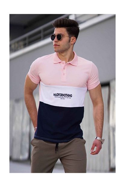Madmext Renk Bloklu Pudra Erkek Polo Yaka Tisort 4557 Trendyol