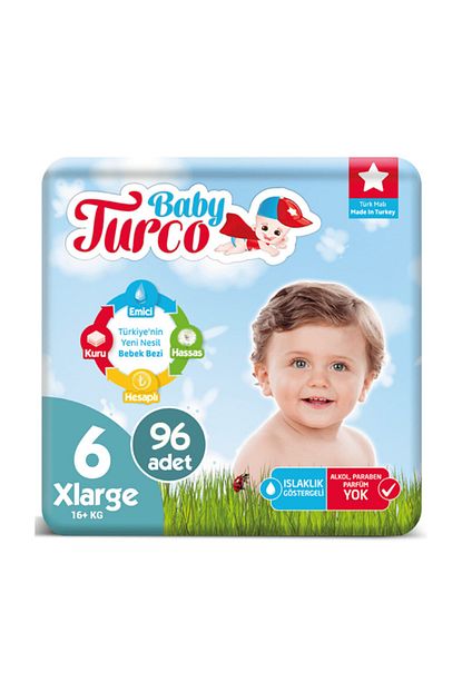 Baby Turco Bebek Bezi 6 Numara Xlarge 16 Kg 24 4 96 Adet Trendyol