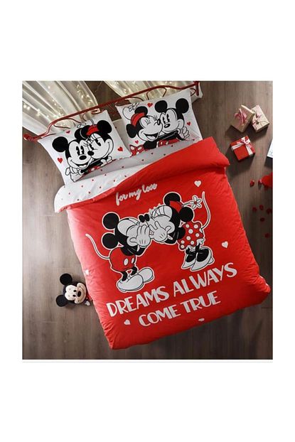 Tac Sevgililer Gunu Ozel Gece Isiltisi Nevresim Takimi Mickey Minnie Dream Trendyol