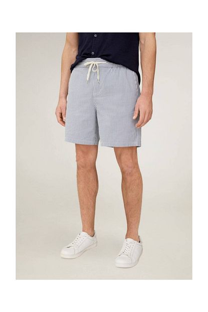 Mango Man Erkek Beyaz Beli Elastik Pamuklu Bermuda Sort 67038253 Trendyol