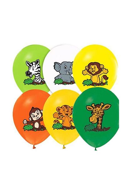 Parti Dolabi 12 Li Safari Temali Renkli Balon Sevimli Hayvanlar Dogum Gunu Trendyol