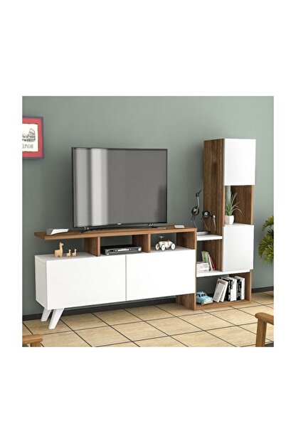 Bmdekor Tv Unitesi Tower Beyaz Ceviz 177 Cm Trendyol