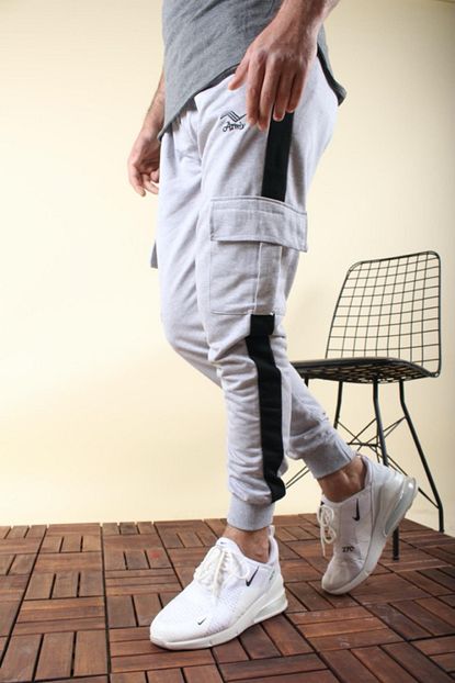 Oksit Masi 2020 Erkek Gri Slim Fit Seritli Kargo Cep Esofman Alti Trendyol