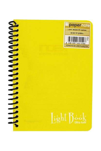 Papernote Light Book Pp Kapak Spiralli A6 Cizgili Not Defteri Sari Trendyol