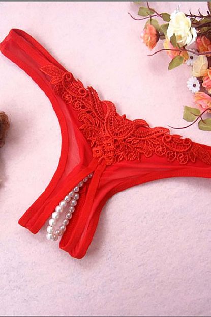 Merry See Kadin Kirmizi Incili Tanga Trendyol