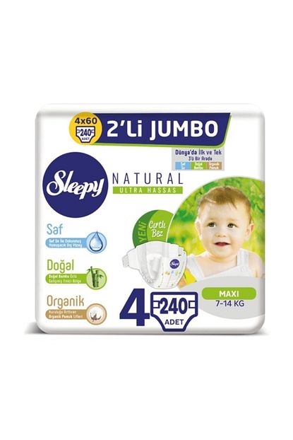 Sleepy Natural Bebek Bezi 4 Beden Maxi 4x2 Li Jumbo 240 Adet Trendyol