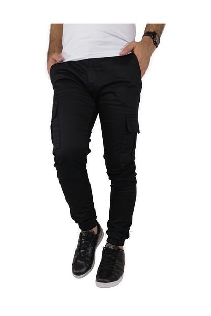 Kulemoda Siyah Renk Paca Lastikli Bel Fermuarli Spor Kesim Erkek Kargo Pantolon Trendyol