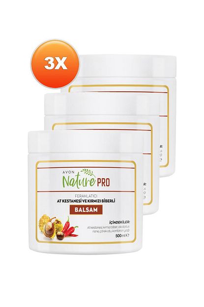 Avon Nature Pro At Kestanesi Ve Kirmizi Biberli Balsam 500 Ml Uclu Set Trendyol
