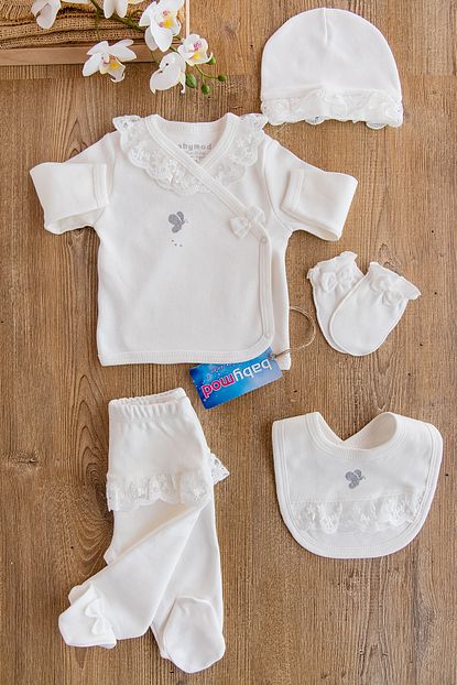 Babymod Kiz Bebek Natural Organik 5 Parca Gupurlu Hastane Cikisi Trendyol