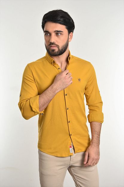 Liwali Sari Erkek Cepsiz Tek Renk Gomlek Trendyol