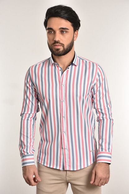 Liwali Pembe Erkek Cizgili Gomlek Trendyol