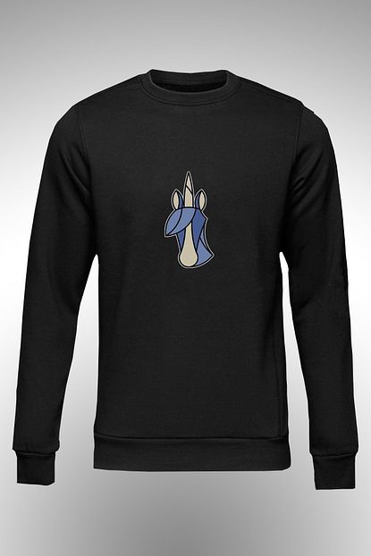 By Okat Cizgi Tek Boynuz At Baskili Erkek Sweat Trendyol