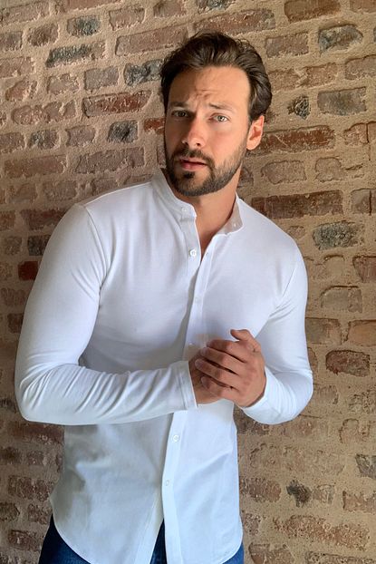 Trendyol Man Beyaz Erkek Hakim Yaka Pike Orme Uzun Kollu Gomlek Tmnss20go0293 Trendyol