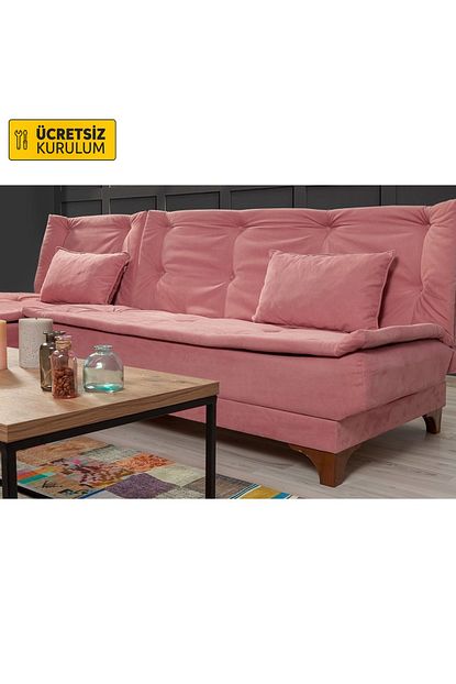 Vivense Kelebek Yatakli Kose Koltuk Pembe Sol Kose Trendyol