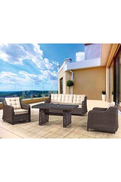 Vieno Home Garden Elite Orgu Rattan Bahce Balkon Genis 3 1 1 Masali Oturma Grubu Trendyol