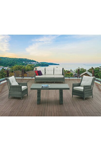 Vieno Home Garden Blanca Orgu Rattan Bahce Balkon Uclu Oturma Grubu 3 1 1 Trendyol