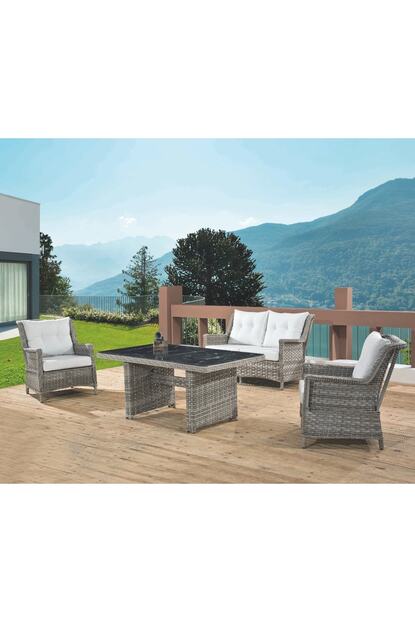 Vieno Home Garden Blanca Orgu Rattan Bahce Balkon Ikili Oturma Grubu 2 1 1 Trendyol