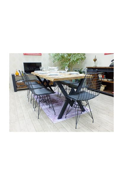 Nt Concept Ntconcept Masif Agac Yemek Masasi Takimi 85cm 185cm Masa 6 Adet Sandalye Trendyol