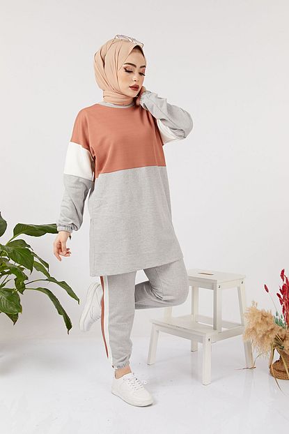 Festmoda Garnili Spor Tesettur Kombin Gul Kurusu 327 033 Trendyol