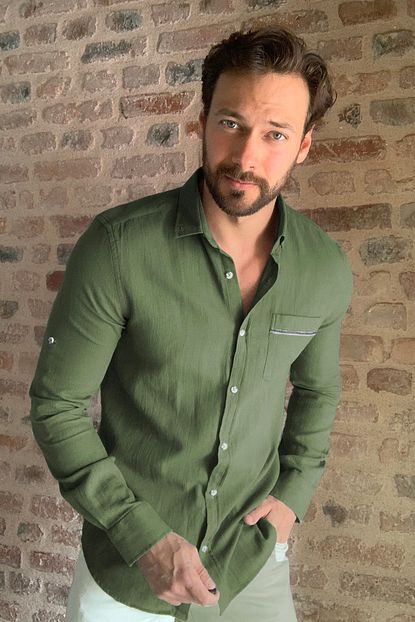 Trendyol Man Haki Erkek Dokulu Apoletli Tek Cepli Slim Fit Gomlek Tmnss20go0483 Trendyol