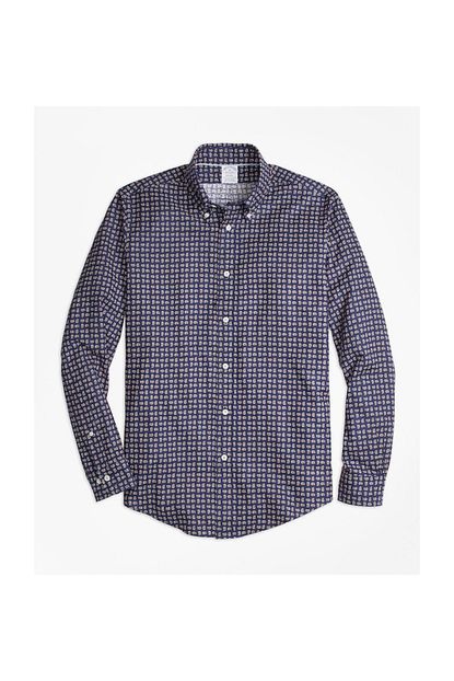 Brooks Brothers Erkek Mavi Sal Desenli Regent Kesim Oxford Gomlek 1 00074527 Trendyol