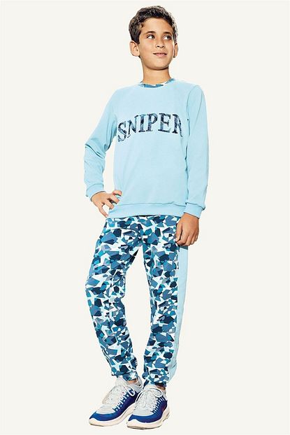 Pikidor Sniper Mavi Pamuklu Erkek Cocuk Pijama Takimi Trendyol