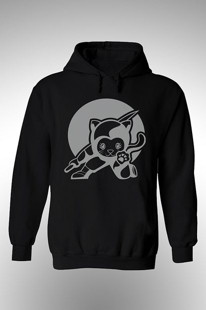 By Okat Ninja Kedi Baskili Kapsonlu Sweat Trendyol
