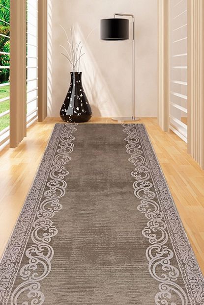 Inci Hali Median Kahve 100x400 Cm Yuksek Kalite Kaymaz Taban Hali Trendyol