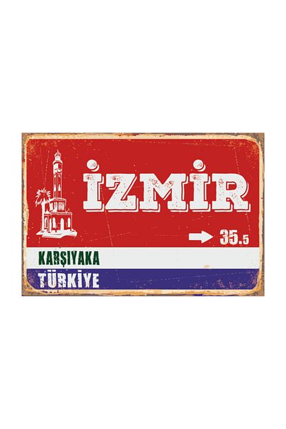 Vintage Ahsap Poster Izmir Karsiyaka Sokak Tabelasi Trendyol