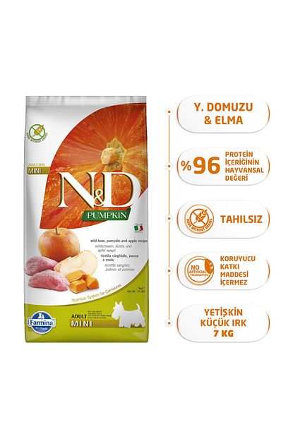 N D Tahilsiz Pumpkin Yaban Domuzu Bal Kabakli Ve Elmali Kucuk Irk Yetiskin Kopek Mamasi 7 Kg Trendyol