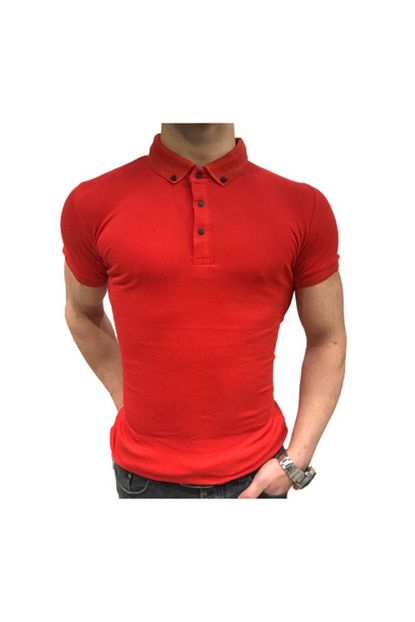 Bybulent Erkek Polo Yaka Tisort Citcitli Likrali Slim Fit T Shirt Kirmizi Vr098 Trendyol