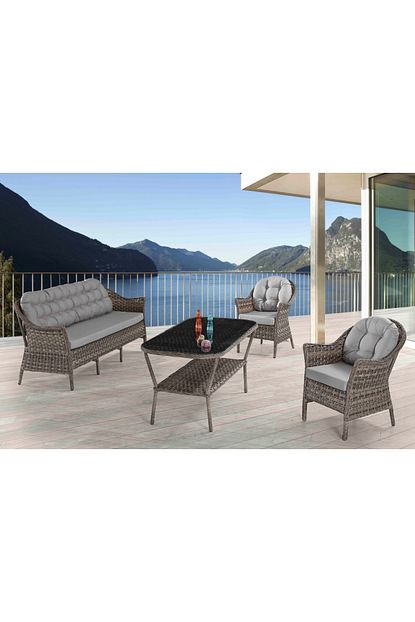 Vieno Home Garden Rona Orgu Rattan Bahce Balkon Uclu Koltuk Masa 4 Parca Keyif Seti Trendyol