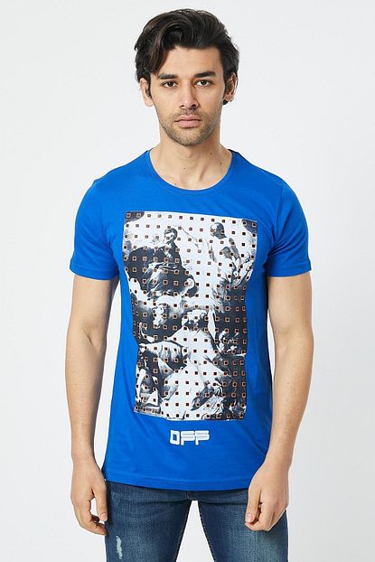 Superbluemexico Erkek Sax Off White Tasli Baskili T Shirt Trendyol