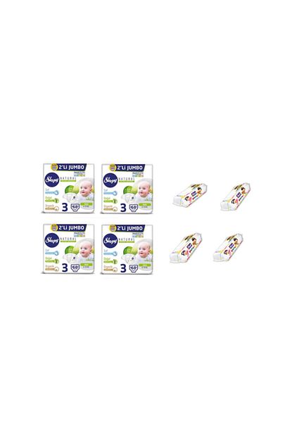 Sleepy Natural Bebek Bezi Ikili Jumbo 3 No Beden 272 Adet 4 Paket Islak Mendil Hediyeli Trendyol