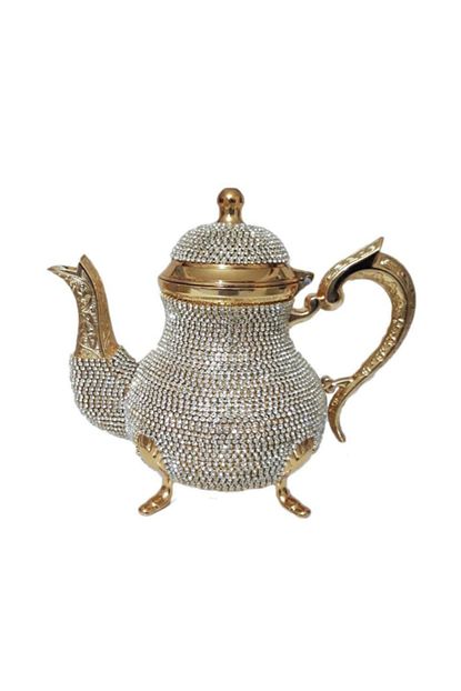 Vayapera Swarovski Tas Islemeli Lux Demlik Kristal Tasli Bakir Demlik 1500 Ml Gold Gumus Renkli Trendyol