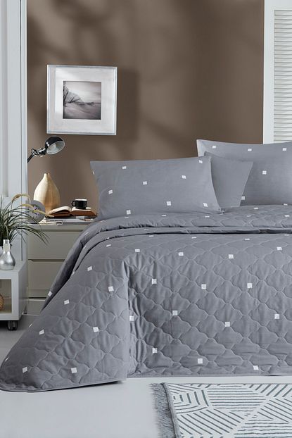 Enlora Home Enlora 100 Dogal Pamuk Kapitoneli Yatak Ortusu Seti Tek Kisilik Praza K Gri Trendyol