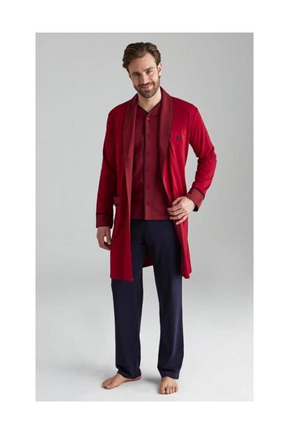 U S Polo U S Polo 12001 Erkek Sabahlik Pijama Takimi Trendyol