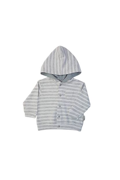 Ciccim Baby Erkek Bebek Gri Cizgili Kapusonlu Penye Hirka 4313 Trendyol